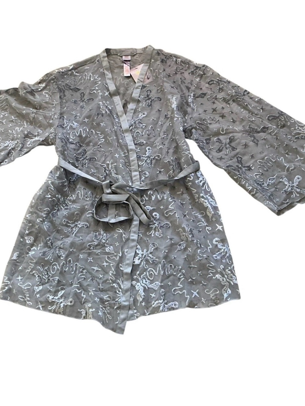 Savage X Fenty Devor dreams belted robe size M/L gray fairy whimsical burnout